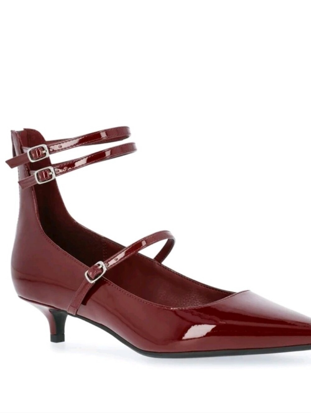 Scoop Women's Faux Leather Pointed Toe Strappy Kitten Heel Shoes